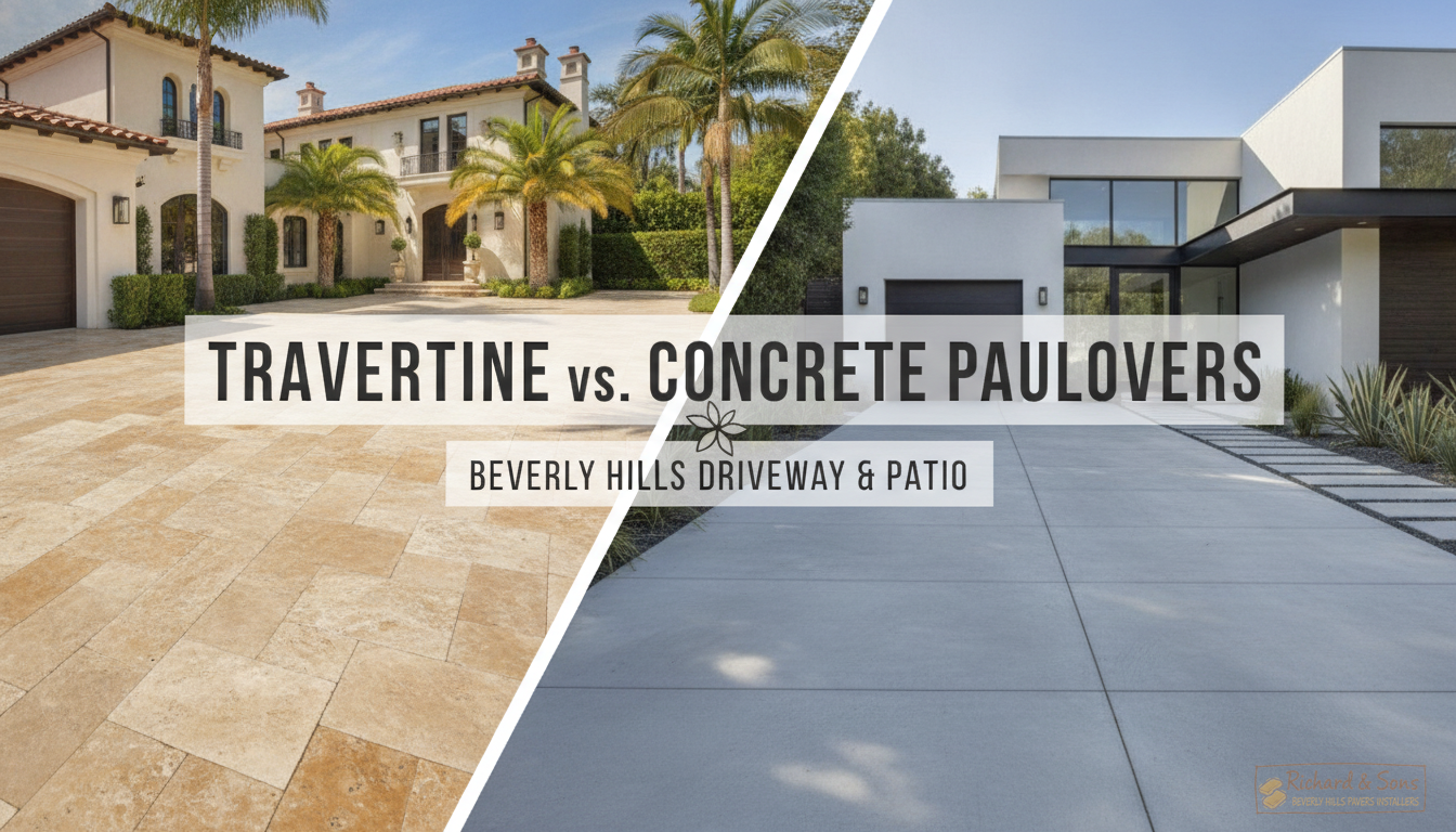 Travertine vs. Concrete Pavers: Which Is Right for Your Beverly Hills Driveway or Patio?
